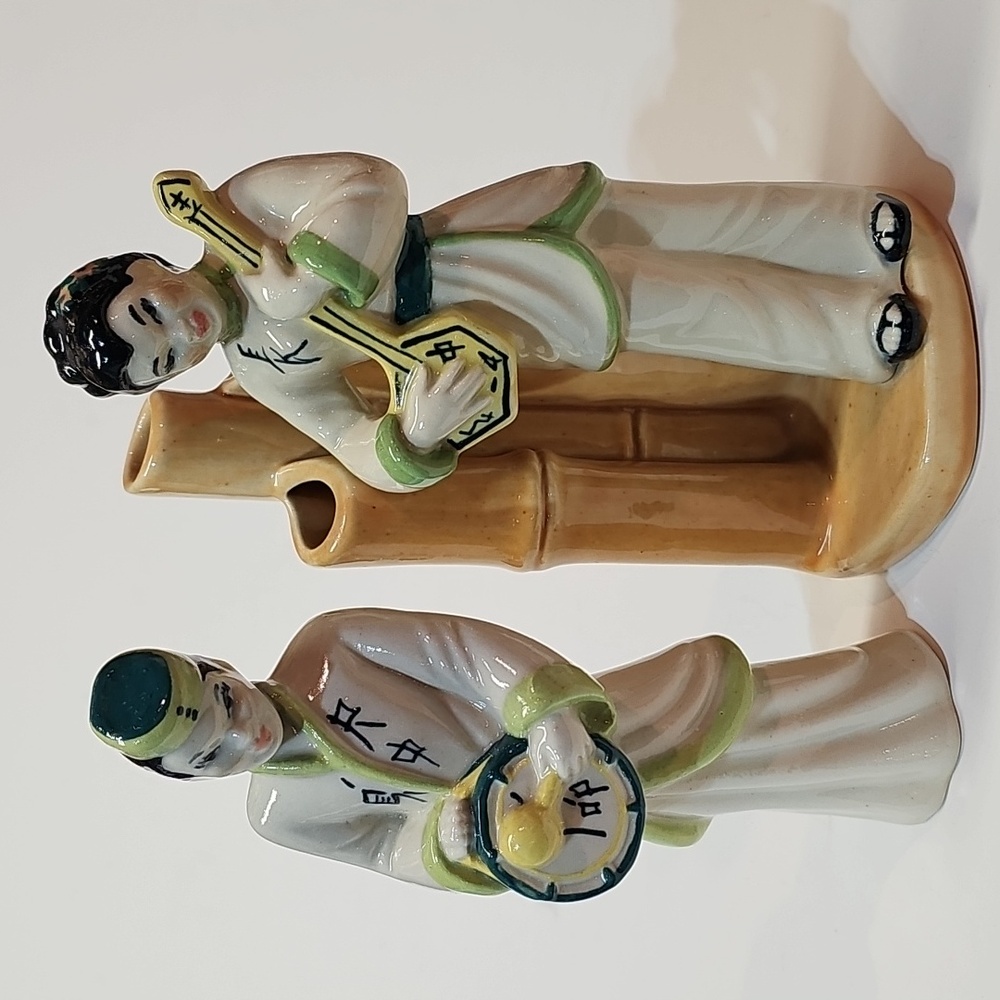 Vintage Handpainted Ceramic Arts Studio (CAS) Wing-Sang, Lu-Tang on Bamboo Vase